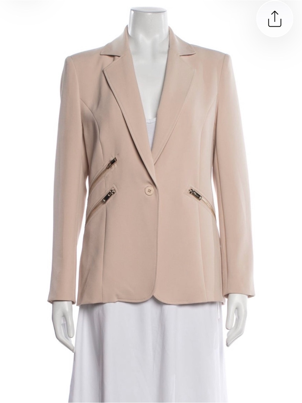 Generation Love Blush Beige Single-Button Blazer with Zip Pockets
